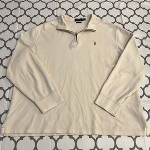 Polo Ralph Lauren Men's 1/4 Zip Estate Rib Pullover Sweater Size XL Cream Read!
